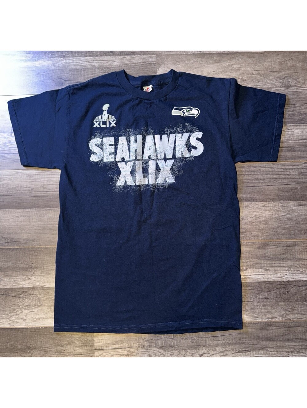 Seattle Seahawks Super Bowl XLIX 2015 T-Shirt Men’s Medium Navy Alstyle NFL
